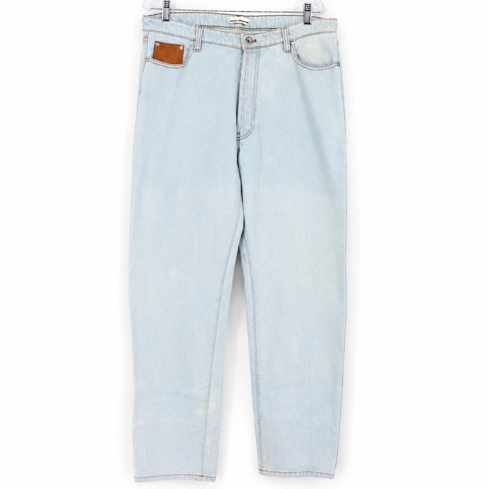 Paco Rabanne Mens Light Blue Wash Straight Leg Button Fly Denim Jeans Size 42